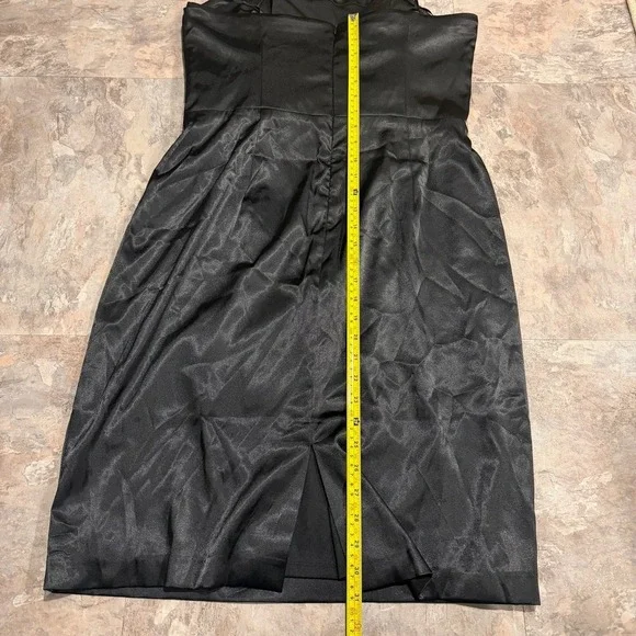 NWT Black Satin Strapless  Dress Size 14 Bridesmaid Cocktail Formal Prom - Picture 8 of 8